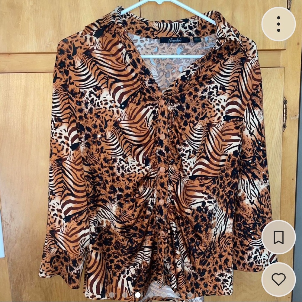 mixed animal print blouse